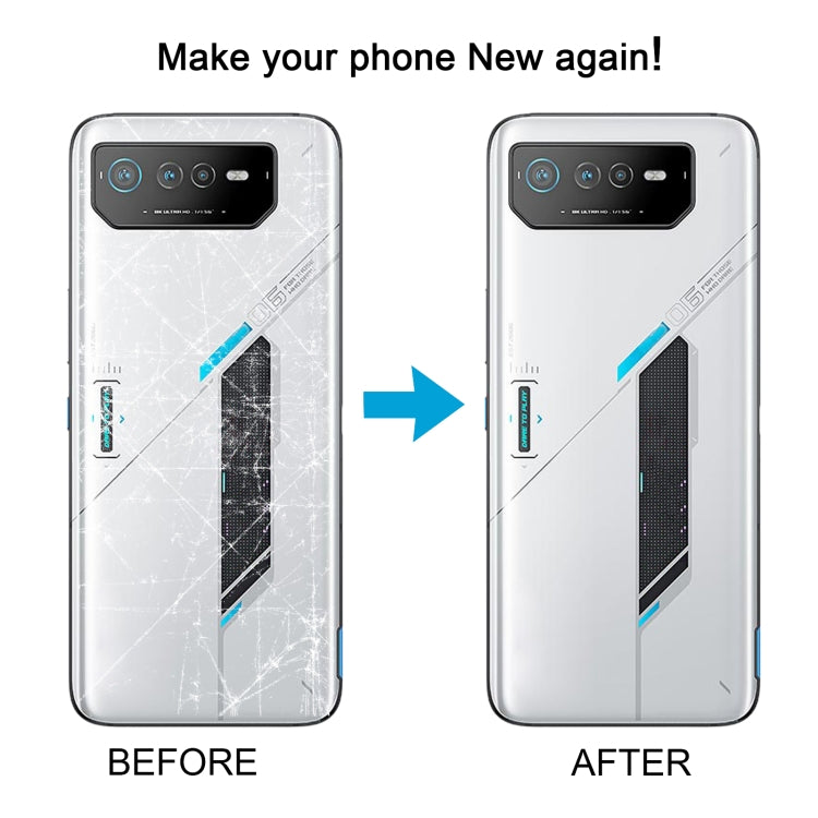 For Asus ROG Phone 6 AI2201-C AI2201-F Glass Battery Back Cover with NFC/Light Cable(Black Red)