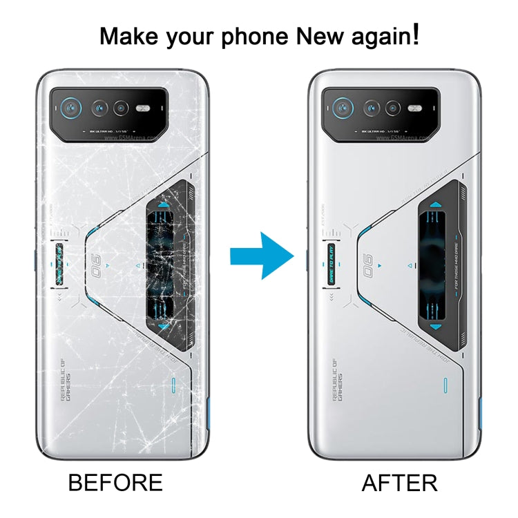 For Asus ROG Phone 6 Pro AI2201-D Glass Battery Back Cover with NFC/LCD(White)