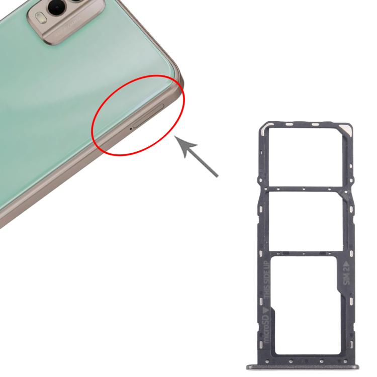 For Nokia C32 Original SIM Card Tray + SIM Card Tray + Micro SD Card Tray (Black)
