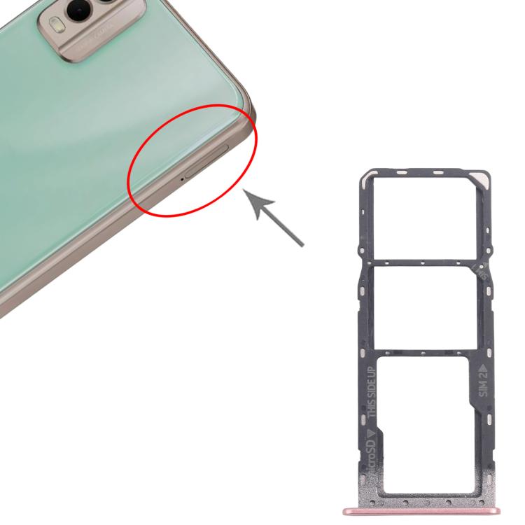 For Nokia C32 Original SIM Card Tray + SIM Card Tray + Micro SD Card Tray (Pink)