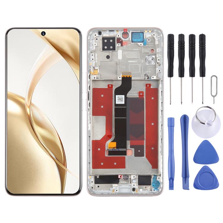 For Honor 200 Original LCD Screen Digitizer Full Assembly with Frame (Pink)