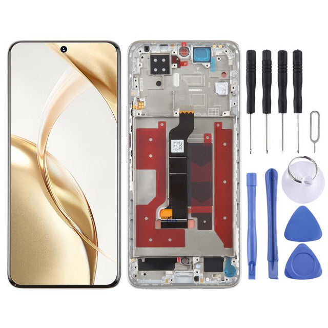 For Honor 200 Original LCD Screen Digitizer Full Assembly with Frame (Silver)
