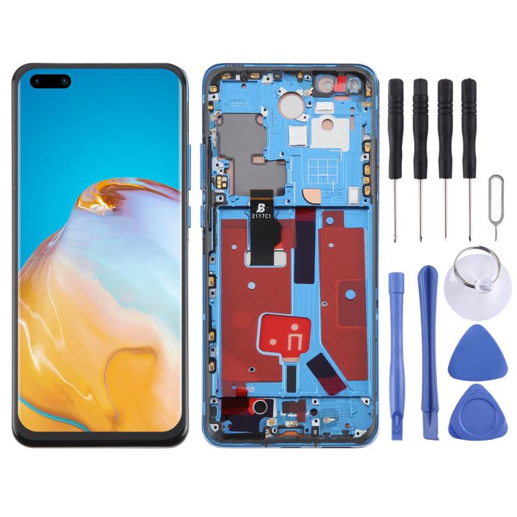 For Huawei P40 Pro TFT LCD Screen Digitizer Full Assembly with Frame, Not Supporting Fingerprint Identification (Blue)