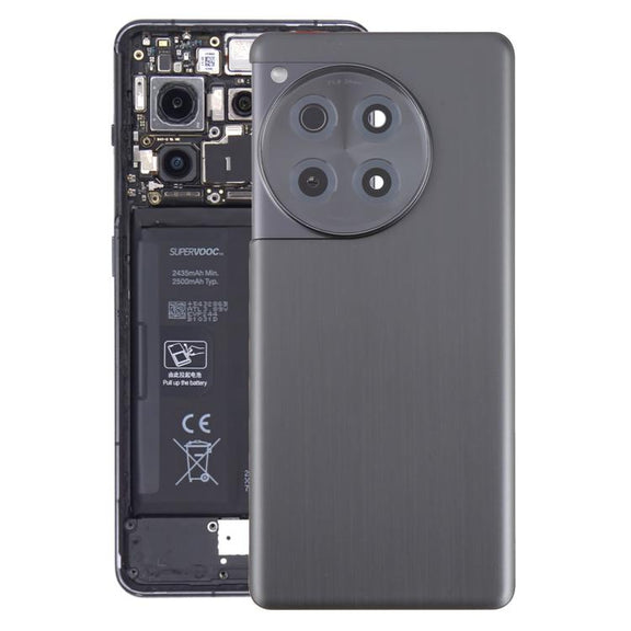 For OnePlus 12R Back Cover with Camera Lens Cover(Black)