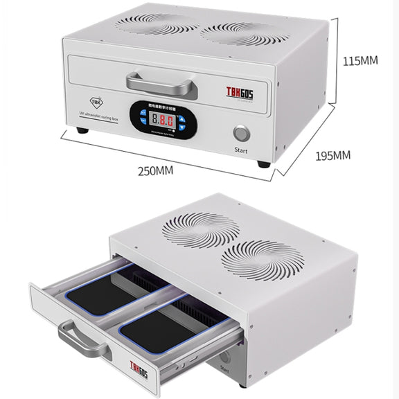TBK 605 100W Mini UV Curing Lamp Box 48 LEDs Curved Surface Screen UV Curing Box, EU Plug