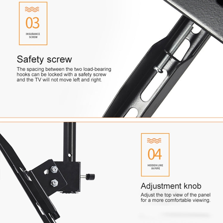 26-60 inch Universal Height & Angle Adjustable Single Screen TV Wall-mounted Ceiling Dual-use Bracket, Retractable Range: 0.5-1m