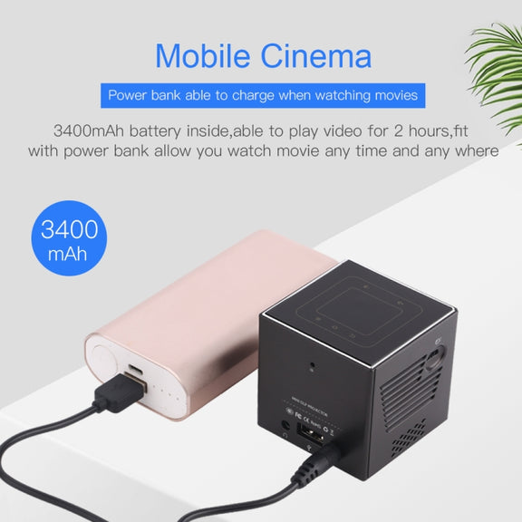 C80 DLP portable HD Projector 120-inch Giant Screen Projector Blu-ray 4K, Android 7.1.2, 2GB + 16GB AU Plug