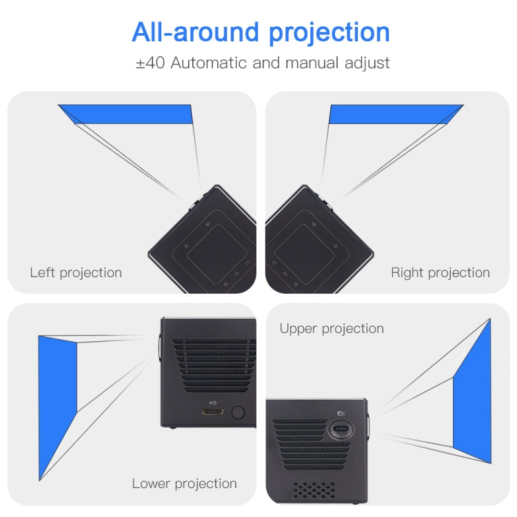 C80 DLP portable HD Projector 120-inch Giant Screen Projector Blu-ray 4K, Android 7.1.2, 2GB + 16GB AU Plug