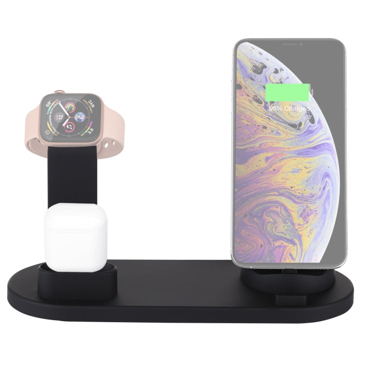 HQ-UD15 5 in 1 Micro USB + USB-C / Type-C + 8 Pin Interface Phone Charging Base with 8 Pin Earphone Charging Interface & Watch Stand, Without Wireless Charger (Black)
