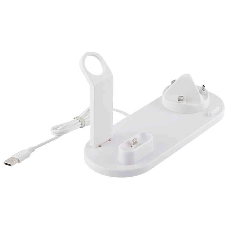 HQ-UD15 5 in 1 Micro USB + USB-C / Type-C + 8 Pin Interface Phone Charging Base with 8 Pin Earphone Charging Interface & Watch Stand, Without Wireless Charger(White)