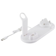 HQ-UD15 5 in 1 Micro USB + USB-C / Type-C + 8 Pin Interface Phone Charging Base with 8 Pin Earphone Charging Interface & Watch Stand, Without Wireless Charger(White)