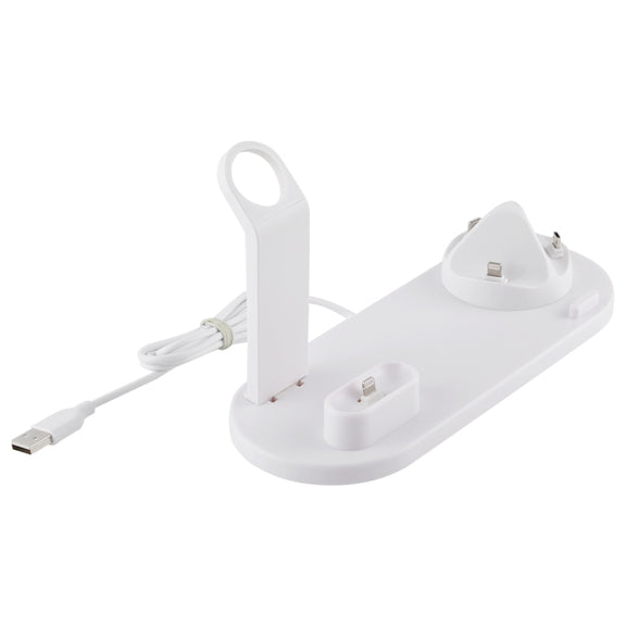 HQ-UD15 5 in 1 Micro USB + USB-C / Type-C + 8 Pin Interface Phone Charging Base with 8 Pin Earphone Charging Interface & Watch Stand, Without Wireless Charger(White)