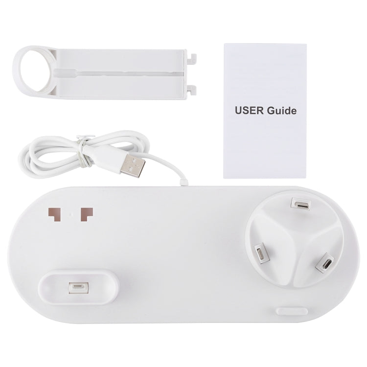 HQ-UD15 5 in 1 Micro USB + USB-C / Type-C + 8 Pin Interface Phone Charging Base with 8 Pin Earphone Charging Interface & Watch Stand, Without Wireless Charger(White)