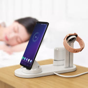 HQ-UD15 5 in 1 Micro USB + USB-C / Type-C + 8 Pin Interface Phone Charging Base with 8 Pin Earphone Charging Interface & Watch Stand, Without Wireless Charger(White)