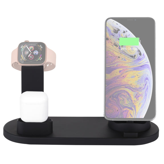 HQ-UD15 5 in 1 Micro USB + USB-C / Type-C + 8 Pin Interface Phone Charging Base with 8 Pin Earphone Charging Interface & Watch Stand, Without Wireless Charger (Black)
