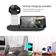 HQ-UD15 5 in 1 Micro USB + USB-C / Type-C + 8 Pin Interface Phone Charging Base with 8 Pin Earphone Charging Interface & Watch Stand, Without Wireless Charger (Black)