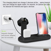 HQ-UD15 5 in 1 Micro USB + USB-C / Type-C + 8 Pin Interface Phone Charging Base with 8 Pin Earphone Charging Interface & Watch Stand, Without Wireless Charger (Black)