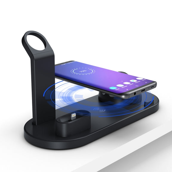 HQ-UD15 Rotatable Wireless Charging Base with Stand for Phones / iWatches / AirPods (White)