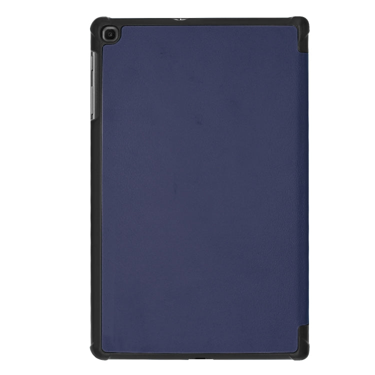 ENKAY PU Leather + Plastic Bottom Case with Three-folding Holder for Galaxy Tab A 10.1 (2019) T510 / T515(Dark Blue)