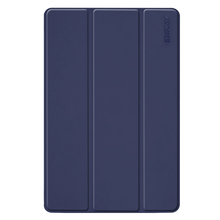 ENKAY High Quality PU Leather + Plastic Bottom Smart Case with Three-folding Holder for Samsung Galaxy Tab S5e 10.5 T720 / T725(Dark Blue)
