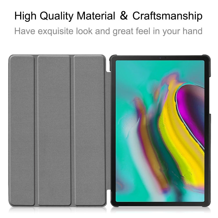 ENKAY High Quality PU Leather + Plastic Bottom Smart Case with Three-folding Holder for Samsung Galaxy Tab S5e 10.5 T720 / T725(Dark Blue)