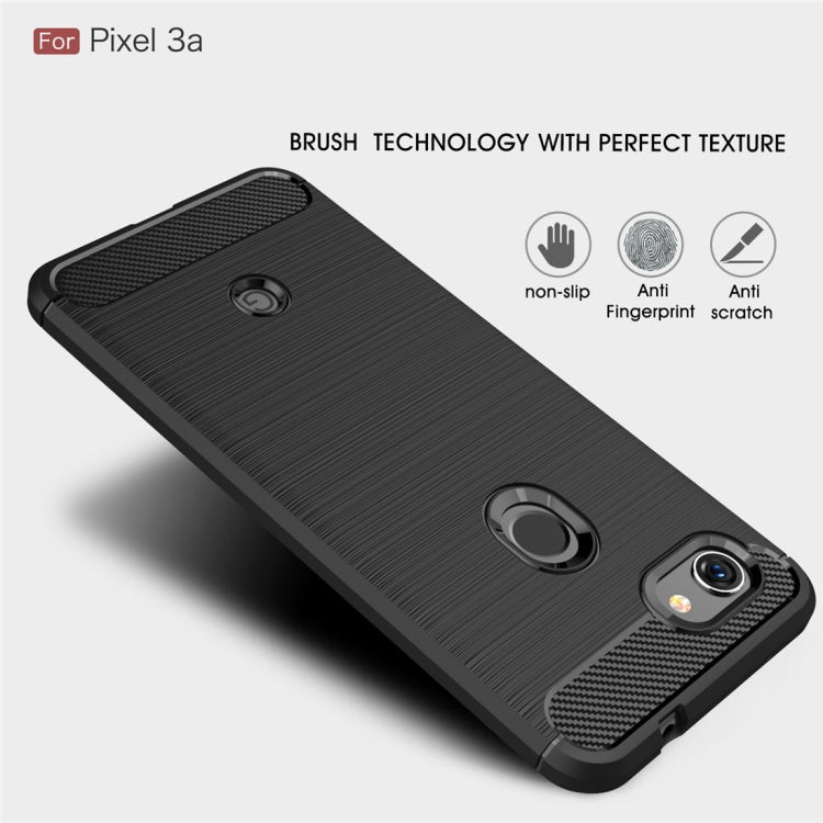 Brushed Texture Carbon Fiber TPU Case for Google Pixel 3a(Navy Blue)