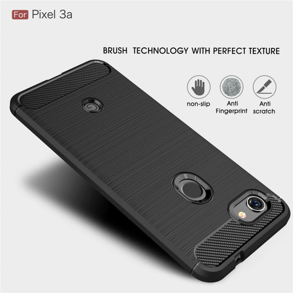Brushed Texture Carbon Fiber TPU Case for Google Pixel 3a(Navy Blue)
