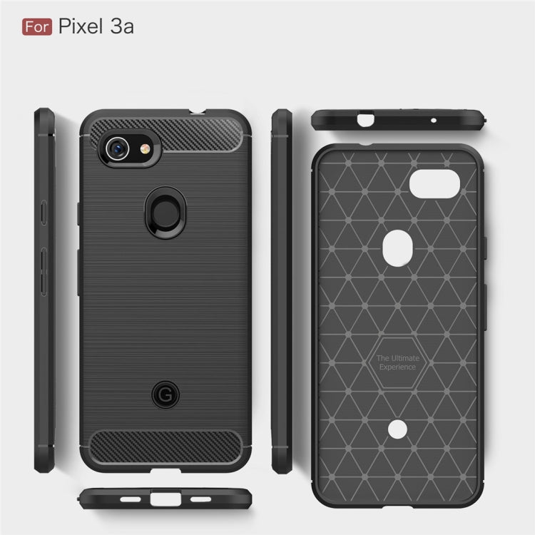 Brushed Texture Carbon Fiber TPU Case for Google Pixel 3a(Navy Blue)