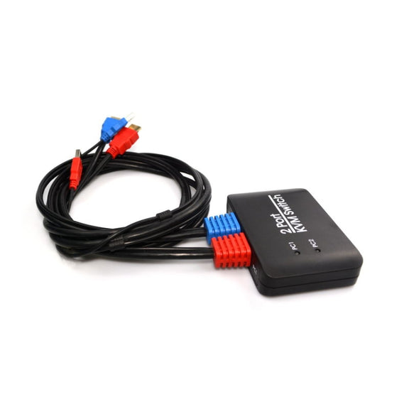 2 Ports USB HDMI KVM Switch Switcher with Cable for Monitor, Keyboard, Mouse, HDMI Switch, Support U Disk Read
