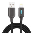 8 Pin Interface Zinc Alloy Marquee Luminous Intelligent Automatic Power off Charging Data Cable(black) - Normal Style Cable by PMC TechLife | Online Shopping South Africa | PMC TechLife | Buy Now Pay Later Mobicred