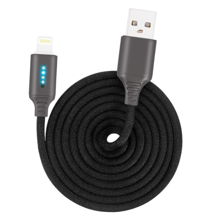 8 Pin Interface Zinc Alloy Marquee Luminous Intelligent Automatic Power off Charging Data Cable(black)