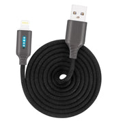 8 Pin Interface Zinc Alloy Marquee Luminous Intelligent Automatic Power off Charging Data Cable(black)