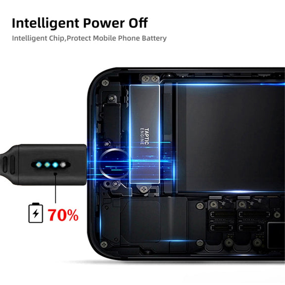 8 Pin Interface Zinc Alloy Marquee Luminous Intelligent Automatic Power off Charging Data Cable(black)