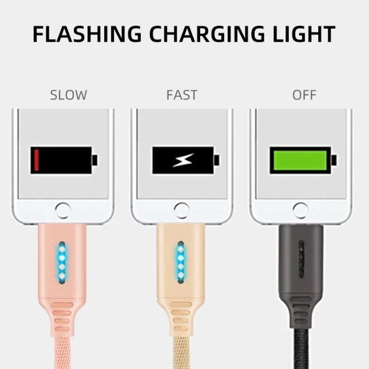 8 Pin Interface Zinc Alloy Marquee Luminous Intelligent Automatic Power off Charging Data Cable(white)