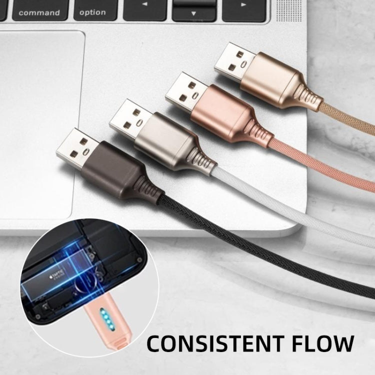 8 Pin Interface Zinc Alloy Marquee Luminous Intelligent Automatic Power off Charging Data Cable(white)