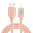 8 Pin Interface Zinc Alloy Marquee Luminous Intelligent Automatic Power off Charging Data Cable(rose gold) - Normal Style Cable by PMC TechLife | Online Shopping South Africa | PMC TechLife | Buy Now Pay Later Mobicred