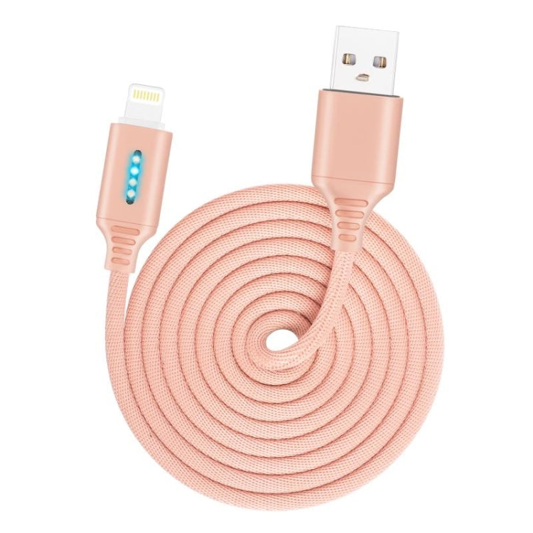 8 Pin Interface Zinc Alloy Marquee Luminous Intelligent Automatic Power off Charging Data Cable(rose gold)