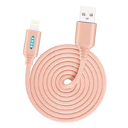 8 Pin Interface Zinc Alloy Marquee Luminous Intelligent Automatic Power off Charging Data Cable(rose gold)