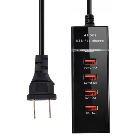 5V 4.1A 4 USB Ports Charger Adapter with Power Plug Cable, Cable Length: 1.5m, US Plug(Black)