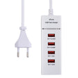 5V 4.1A 4 USB Ports Charger Adapter with Power Plug Cable, Cable Length: 1.5m, EU Plug(White) - Multifunction Charger by PMC TechLife | Online Shopping South Africa | PMC TechLife | Buy Now Pay Later Mobicred