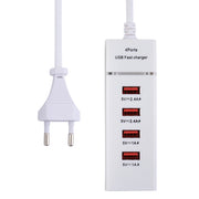 5V 4.1A 4 USB Ports Charger Adapter with Power Plug Cable, Cable Length: 1.5m, EU Plug(White)