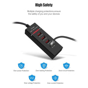 5V 4.1A 4 USB Ports Charger Adapter with Power Plug Cable, Cable Length: 1.5m, EU Plug(White)