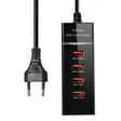 5V 4.1A 4 USB Ports Charger Adapter with Power Plug Cable, Cable Length: 1.5m, EU Plug(Black) - Multifunction Charger by PMC TechLife | Online Shopping South Africa | PMC TechLife | Buy Now Pay Later Mobicred