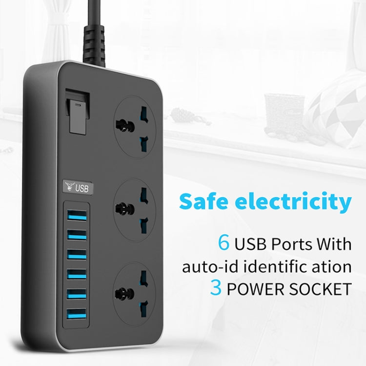 T09 3000W High Power Multi-Function Plug-in 3-Hole International Universal Jack + 6 USB Intelligent Charging EU PLUG