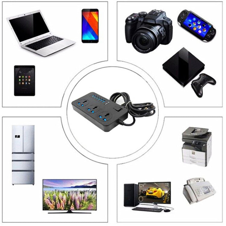 T09 3000W High Power Multi-Function Plug-in 3-Hole International Universal Jack + 6 USB Intelligent Charging EU PLUG