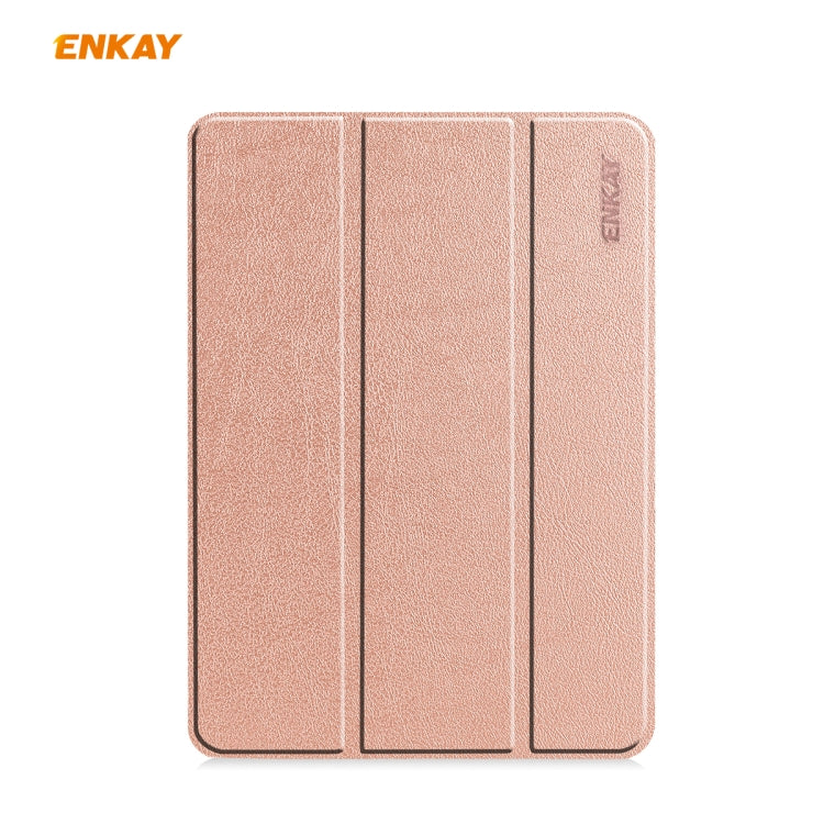For iPad Pro 11 2022 / 2020 / 2021 ENKAY ENK-8001 Denim Pattern Horizontal Flip Leather Smart Tablet Case with Holder(Pink)