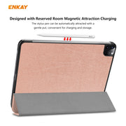 For iPad Pro 11 2022 / 2020 / 2021 ENKAY ENK-8001 Denim Pattern Horizontal Flip Leather Smart Tablet Case with Holder(Pink)