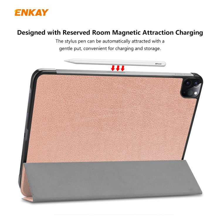 For iPad Pro 11 2022 / 2020 / 2021 ENKAY ENK-8001 Denim Pattern Horizontal Flip Leather Smart Tablet Case with Holder(Pink)