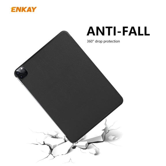 For iPad Pro 11 2022 / 2020 / 2021 ENKAY ENK-8001 Denim Pattern Horizontal Flip Leather Smart Tablet Case with Holder(Black)
