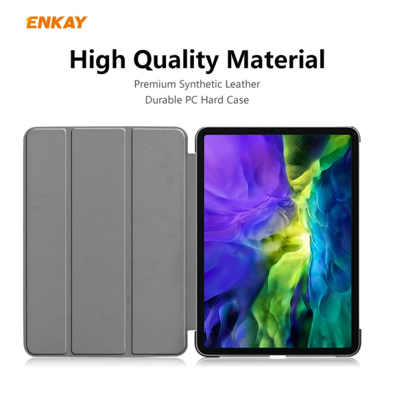 For iPad Pro 11 2022 / 2020 / 2021 ENKAY ENK-8001 Denim Pattern Horizontal Flip Leather Smart Tablet Case with Holder (Light Blue)